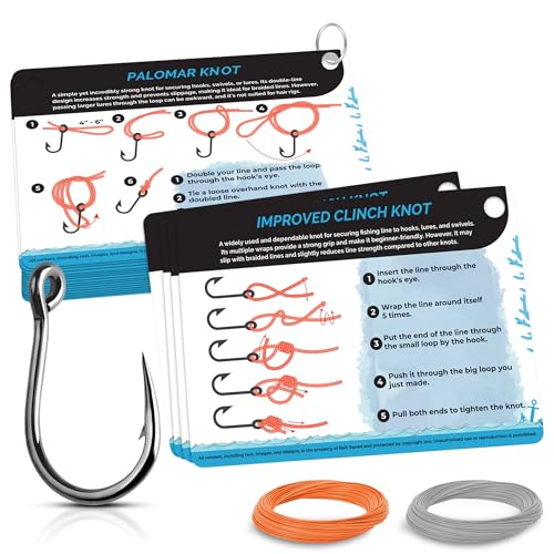 Fishing Knots Pocket Guide – Waterproof Fishing Knot Guide Card with 20 Essential Knots and Rigs – 2.5" x 3.5" Durable Quick Reference – Perfect Pocket Guide Fishing Gift for Anglers