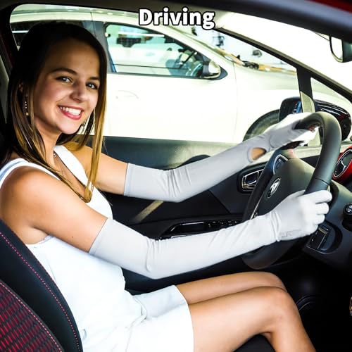 GLEDLOVES Driving Gloves Women, Cycling Gloves, Sun Women UV Protection, | Driving Arm Protection for Sleeves Golf Fishing - color: Grey