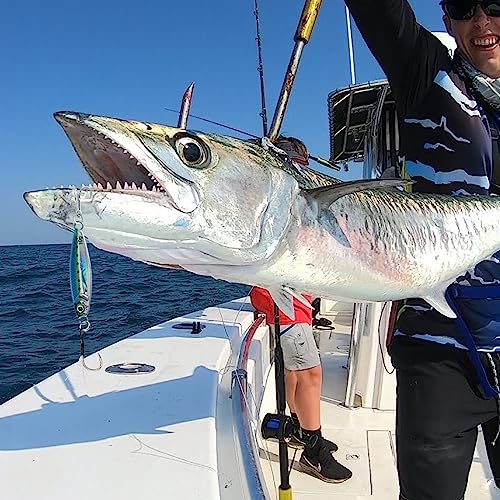 Goture Fishing Jigs,Vertical Jig Saltwater, Jig Fishing Lures with Assist Hook and Treble Hook, 7g-80g Fishing Jigging Spoon Lures for Tuna,Salmon,Sailfish,StripedBass,Grouper Snapper,Kingfish - size: 0.88oz/25g