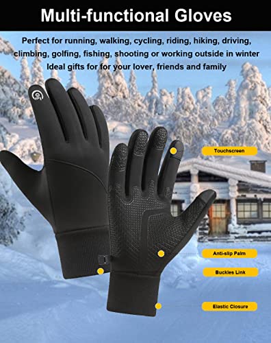 SUJAYU Winter Gloves Men & Women, Touch Screen Gloves Running Gloves Cycling Gloves Driving Gloves, Warm Gloves Waterproof Gloves - color: Grey, size: X-Large