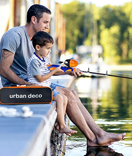 Urban Deco Kids Fishing Pole Set Portable Telescopic Kids Fishing Rod and Reel Combo Kit with Tackle Box for Beginners, Boys,Girls,Youth,Children - color: orange