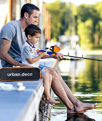Urban Deco Kids Fishing Pole Set Portable Telescopic Kids Fishing Rod and Reel Combo Kit with Tackle Box for Beginners, Boys,Girls,Youth,Children - color: orange