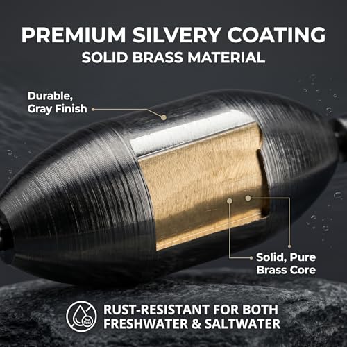 Brass Fishing Weights Swivel Bullet Fishing Sinkers with Rolling Swivel | Integrated Fishing Weights Swivel,Brass Sinker,Environmental Friendly,Quick Set Up,Saltwater & Freashwater Avaliable,Antirust