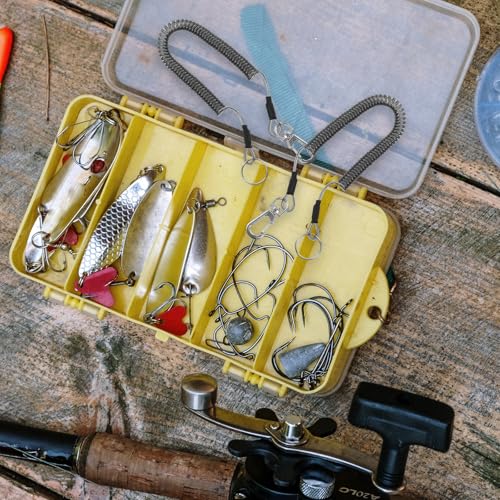 Luxshiny Retractable Coiled Lanyard Multifunctional Outdoor Use 3pcs with Keychain Sturdy TPU Coated Steel Wire with Metal Buckle for Fishing Gear and Hand Tools for Cycling and Climbing
