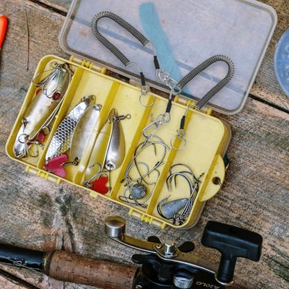 Luxshiny Retractable Coiled Lanyard Multifunctional Outdoor Use 3pcs with Keychain Sturdy TPU Coated Steel Wire with Metal Buckle for Fishing Gear and Hand Tools for Cycling and Climbing