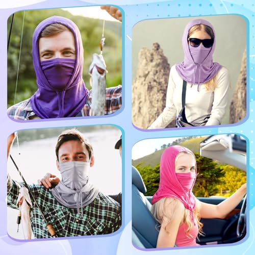 Patelai 6 Pcs Summer Balaclava UV Face Mask Sun Protection Cooling Hood Full Head Face Cover for Women Men Cycling Fishing - color: Pastel
