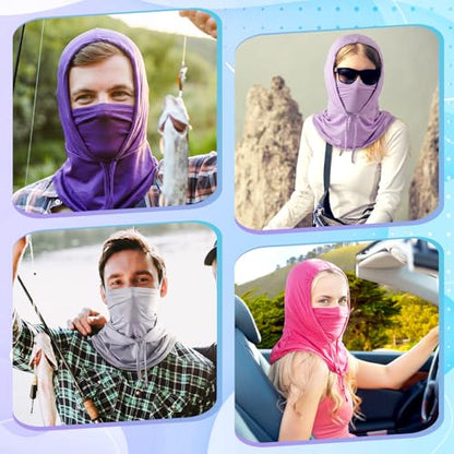 Patelai 6 Pcs Summer Balaclava UV Face Mask Sun Protection Cooling Hood Full Head Face Cover for Women Men Cycling Fishing - color: Pastel