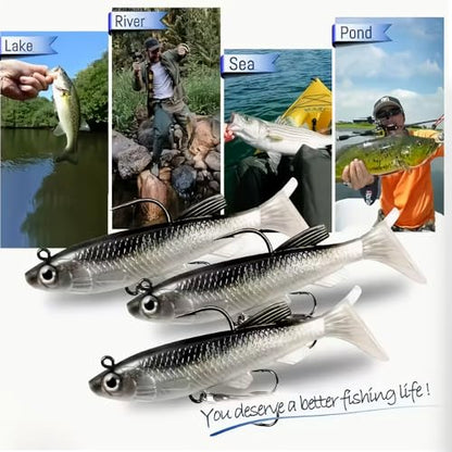 5PC12.5g Lead Jigging Lures PVC Soft Bait with Jig Head Hook Realistic Action for Bass, Trout, Salmon, Redfish, Pier and Boat - color: 5PCS