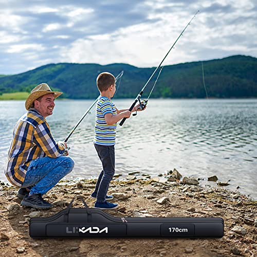Lixada Portable Fishing Bag Folding Fishing Rod Reel Bag Outdoor Fishing Carrier Bag100cm/130cm/150cm (Black, 170cm), Black, 170cm, Modern - size: 170cm