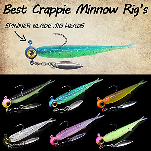 Crappie-Baits- Plastics-Jig-Heads-Kit-Shad-Minnow-Fishing-Lures-for Crappie-Panfish-Bluegill-40 &135 Piece Kit - color: CRAPPIE MINNOW 40 pc. KIT COMBO 2