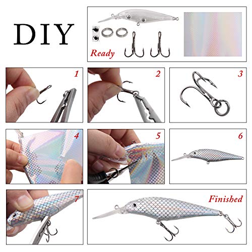 Unpainted Fishing Lures Making Kit,375pcs DIY Blank Crankbaits Minnow Hard Bait Set Include Lure Tapes Eyes Treble Hooks Split Rings Speed Clips Make Your Own Fishing Lures - style: Unpainted Lure 10pcs