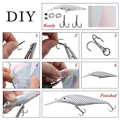 Unpainted Fishing Lures Making Kit,375pcs DIY Blank Crankbaits Minnow Hard Bait Set Include Lure Tapes Eyes Treble Hooks Split Rings Speed Clips Make Your Own Fishing Lures - style: Unpainted Lure 10pcs