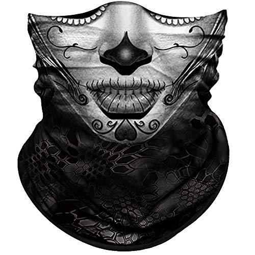 Obacle Skull Face Mask for Women Dust Wind Sun Protection Rave Festival Riding - color: Women Gray Face Slim