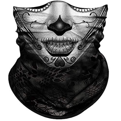 Obacle Skull Face Mask for Women Dust Wind Sun Protection Rave Festival Riding - color: Women Gray Face Slim