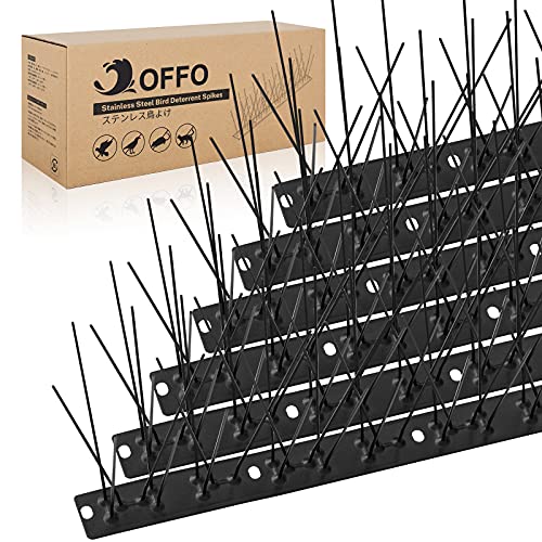 OFFO Black Pre-Assembled Bird Spikes, 304 Stainless Steel Pigeon Spikes for Outside, Cover 10.8 Feet, Easy Installation for Balcony, Roof, Window Sills, Keep Building Surfaces Clean - color: Matte Black, size: 10.8 feet