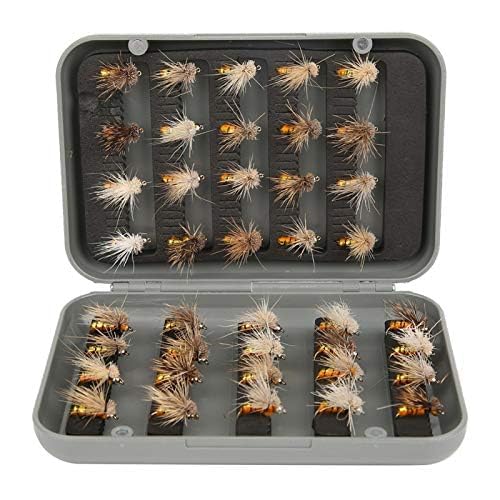 Joyzan Fly Fishing Flies,Fish Lure Kit Flyfishing Same Dry Insect Set 40Pcs | Lakes Rivers Reservoirs Floating Nymphs Streams Sinking Salmon Realstic Trouts Lures Emerger Gear Accessory Box