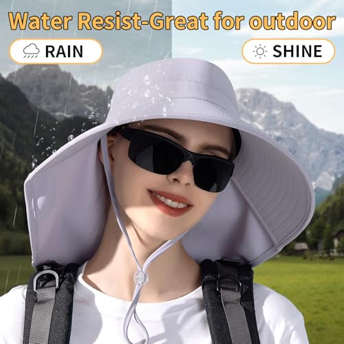 Peicees UPF 50+ Waterproof Fishing Hat with Wide Brim & Neck Flap - UV Protective Summer Sun Hat for Men Women Fishing Gear - color: Black