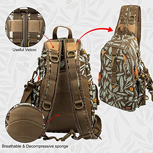 KINGDOM Fishing Tackle Storage Bag With Fishing lure Box, Water-Resistant Fishing Backpack with Rod Holder, Fishing Gear Bag - color: Khaki