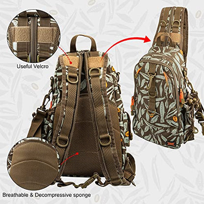 KINGDOM Fishing Tackle Storage Bag With Fishing lure Box, Water-Resistant Fishing Backpack with Rod Holder, Fishing Gear Bag - color: Khaki