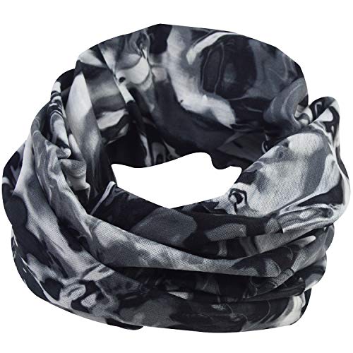 Obacle Seamless Face Mask Rave Bandana Men Women for Dust Sun Wind Protection - color: Pure Black Gray White