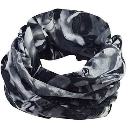 Obacle Seamless Face Mask Rave Bandana Men Women for Dust Sun Wind Protection - color: Pure Black Gray White
