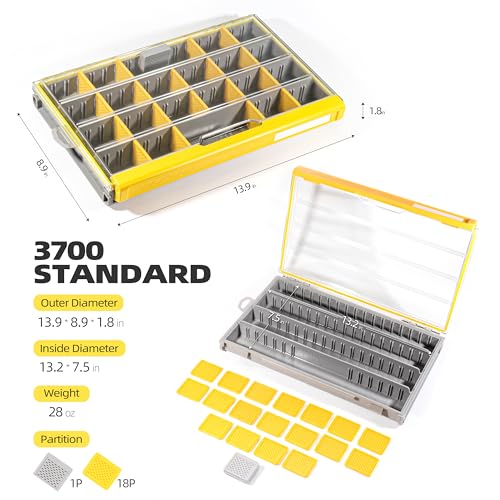 RUNCL 3700 Standard Fishing Tackle Box, Waterproof Floating Lure Storage Box with Adjustable Dividers, Clear Rust-Proof Utility Tray for Terminal Tackle, Hooks and Sinkers - color: 3700 Standard