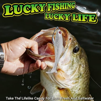 LUCKYFISHING Paddle Tail Swimbaits Soft Plastic Swimbaits Soft Baits for Bass Fishing Trout Crappie Walleye Freshwater Saltwater 10/16/20 PCS Soft Plastic Baits 4/3.5/3/2.5 Inch - color: Green, size: 2.5 inch-20pcs