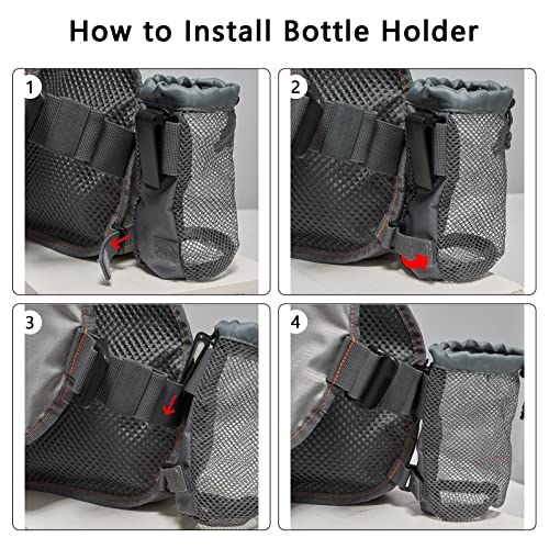 BASSDASH Fly Fishing Vest Adjustable Size with Detachable Water Bottle Holder for Men and Women FV07 - color: Women’s Size - Grey/Light Pink