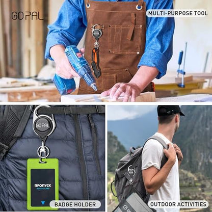 Go Pal Fly Fishing Zinger Retractor, Retractable Keychain with 27.5" Durable Cord Badge Reel Lanyard - Fishing Rod Tether Accessories and Gear (6)