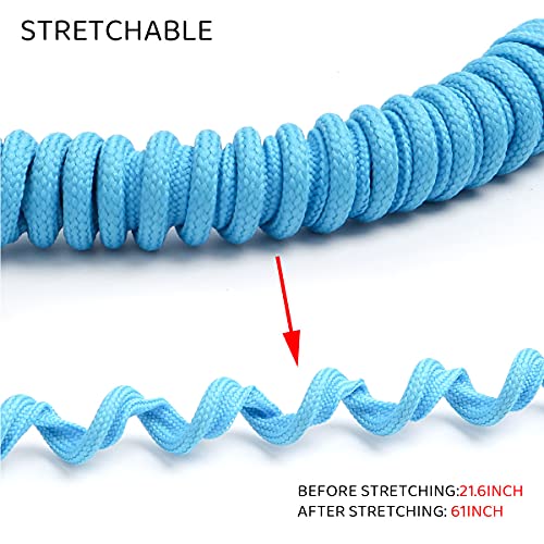 SPENCER 2 Pack Kayak Paddle Leash - Kayak Rod Leash Safety Tool Paddle Lanyard Rope Kayak Accessories Stretchable Coiled Lanyard Leash for Kayak and SUP Paddles, Fishing Poles Rods (Blue)