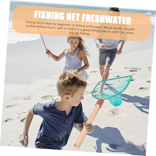 Abaodam Fishing Net with Wooden Handle 30Cm Large Mesh Portable Fishing Catching Basket for Camping and Home Use Handheld Fish Landing Net for Panfish