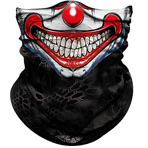 Obacle Neck Gaiter Face Mask Bandana for Dust Wind Sun Protection for Men Women - color: Clown Smile Face Neat Teeth