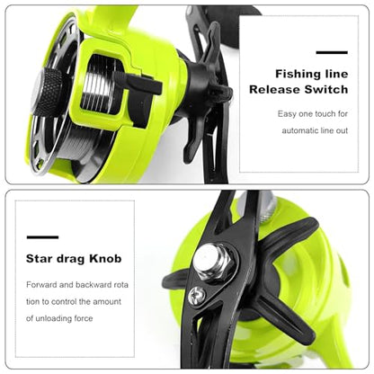 Ice Fishing Reels 3.2:1 Gear Ratio Ultra Smooth 3+1Ball Bearings Strength CNC-machined Aluminum Inline Ice Fishing Reel with Left/Right Hand Retrieve - color: Green-Left Hand Retreive