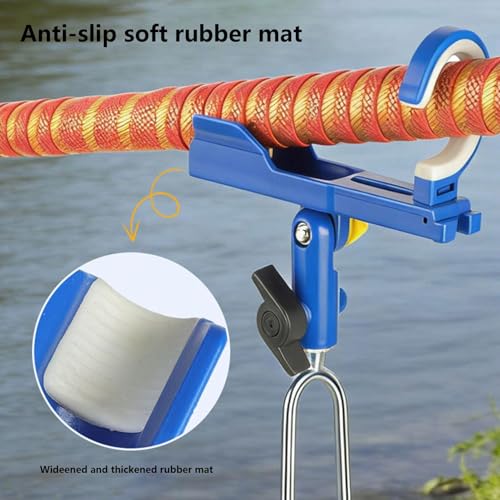 Fishing Rod Holder, Adjustable R-od Angle Support, 13.7x37cm, Rod Rack Spike, Ground Fishing Stand, Sturdy Rust Resistant Frame, for Shore, Beach, Dock, Kayak, Pontoon, and Surf F-ishing - color: Blue
