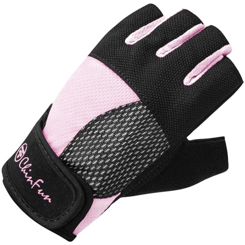 ChinFun Kayaking Gloves 3/4 Finger - Provide Cushioning and Protection, with Resistant Palm and Grip, Easy to Take on and Off, Perfect for Diving, Sailing, Kayaking - Men, Women, Youth - color: Pink, size: Small