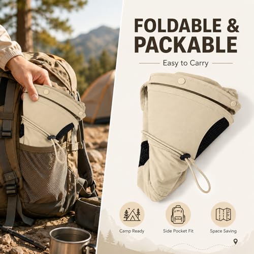 HUAMULAN Women Large Brim Sun Hat with Neck Flap, Men Quick Dry Hiking Fishing Safari Hat UPF 50+ - color: Yq005-beige