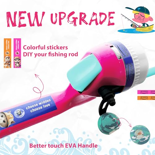 Kids Fishing Pole, Telescopic Fishing Rod, Toddler Collapsible Fishing Rod and Reel Combo with Tackle Box, Fishing Line, Bobber, and Soft Lures for Boy, Girl, Youth, Beginner, Over 4 Years Old - color: Bubblegum Pink & Mint Blue