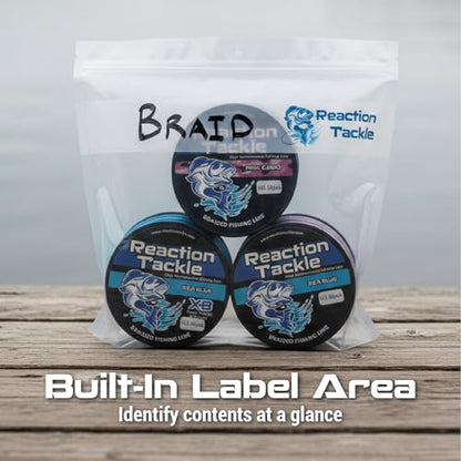 Reaction Tackle Clear Bait Bags for Soft Plastics, Resealable Fishing Organizer Pouches with Write On Label Area, Tear Resistant Storage for Lures, Worms, and Terminal Tackle, 10-Pack - size: 10-Pack