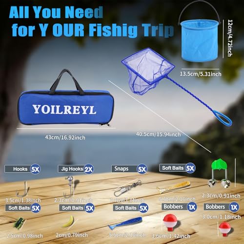 Collapsible Telescopic Fishing Rod and Reel Combo Push Button Small Fishing Pole Kit Beginner Youth Boys Fishing Starter Set Tackle - color: Camo Blue, size: 4.92FT