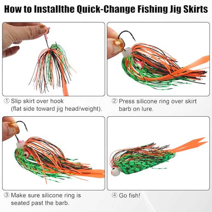 Silicone Jig Skirts Replacement Spinnerbait Skirts Fishing Lure Skirt Quick Change Umbrella Skirt for Spinnerbaits Buzzbaits Bass Fishing Jig Lure Making Supplies, 10/20pcs - color: 10 Packs