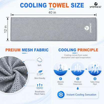 YQXCC 4 Pack Cooling Towels 40"x12", Cool Ice Towels for Neck & Face | Cooling Neck Wraps, Soft Breathable Microfiber Chilly Towels, Ideal for Gym, Yoga, Golf, Running, Camping & Hot Weather - color: 2 Dark Gray, 2 Light Gray