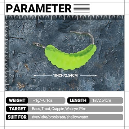 100pcs Soft Silicone Fishing Lures with Hooks, Biomimetic Maggot & Earthworm Dual-Form Bait, Lifelike Artificial Worm Lure for Freshwater/Saltwater Bass Trout Fishing