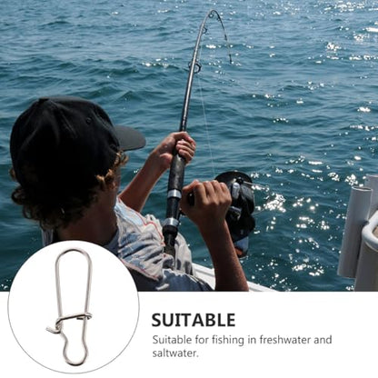 100pcs Stainless Steel Snap Connector Fishing Hooks for Snap Clip for Fishing Gear Accessories