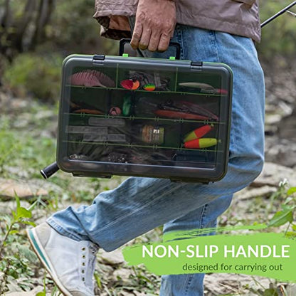 THKFISH Fishing Tackle Box Organizer Double Layer Tackle Storage Fishing Boxes Outdoor Box with Adjustable Dividers 14.96 * 10.23 * 4.5in Yellow - color: A-YELLOW-double sided tackle box
