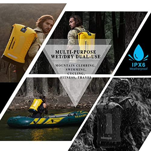 IDRYBAG Waterproof Backpack for Men 20L/30L/40L, Floating Dry Bag Kayak, Dry Backpack Hiking - color: Yellow, size: 20L