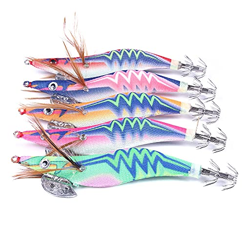 Squid Lures,Jigs Fishing Lures,Slowing Sinking Baits with Hooks- Freshwater and Saltwater Minnow Jerkbait Crankbait(Pack of 10pcs)