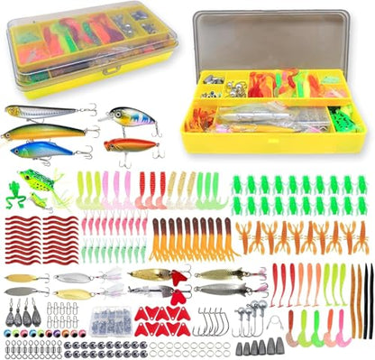 Fishing Lure Kit for Freshwater Saltwater Bass Trout Salmon – 431pcs Tackle Box with Spoons, Soft Plastics, Spinnerbaits, Crankbaits, Hooks and Fishing - color: 431pcs