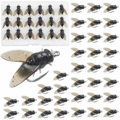Bionic Fly Fishing Bait,18pcs/36pcs Trout Jig Swimbait Fly Hook Soft Bait Dry Flies Fly Fishing Lures Assortment Kit Attractant Fishing Gear Artificial Fishing Lure Panfish Lure Set - color: Black-36PCS