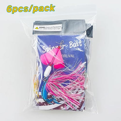 Fishing Buzzbait Lures Bass Spinnerbait Kit Buzz Bait Multicolor Swimbait Metal Jig Lure for Bass Pike Trout Fishing - color: B- 6pcs