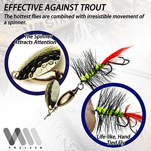 Trout Lures Fishing Spinnerbaits, Rooster Bait Tail Hard Metal Brass Spinner Baits Trout Fishing Lures for Bass Salmon Pike Freshwater Saltwater - color: A3-W35-12pcs-1/4oz